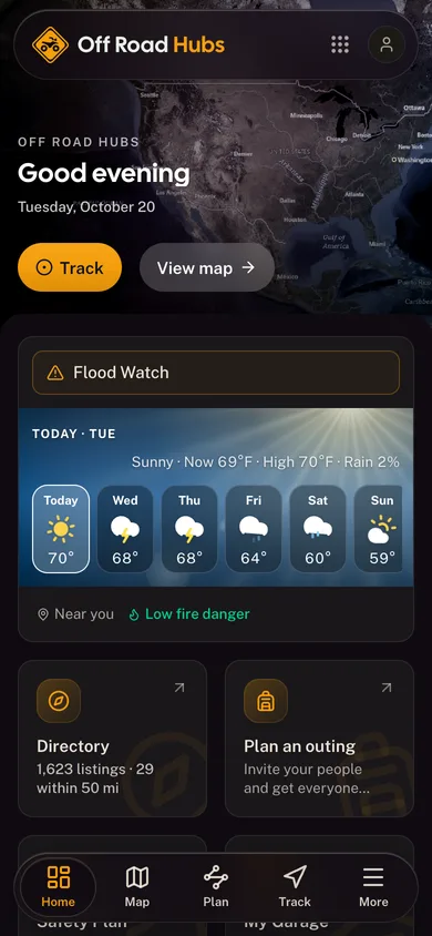 The GoHubs app dashboard for one activity