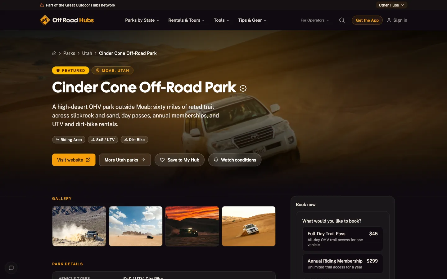 Directory listing as a customer sees it on Great Outdoor Hubs