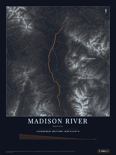A poster of Madison River, Montana, drawn over the terrain
