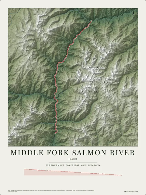 A forest poster of Middle Fork Salmon River, Idaho