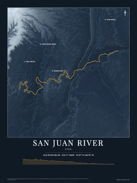 A midnight poster of San Juan River, Utah