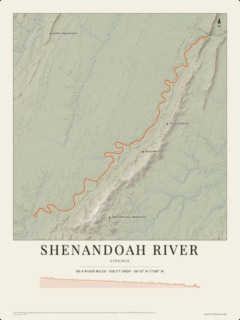 A cream poster of Shenandoah River, Virginia