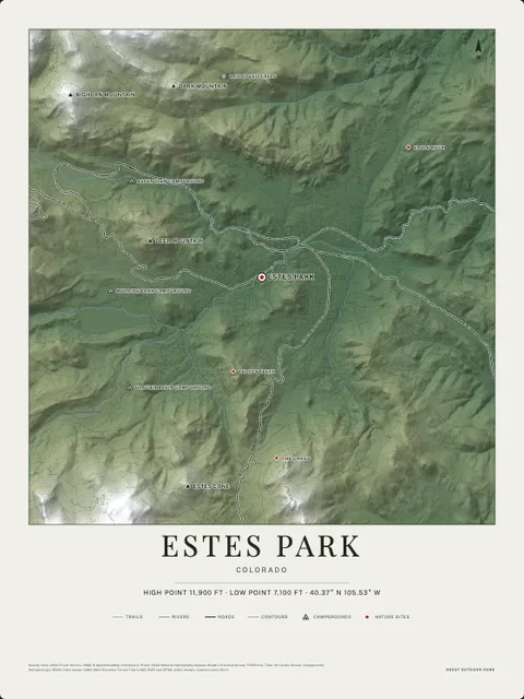 A forest poster of Estes Park, Colorado