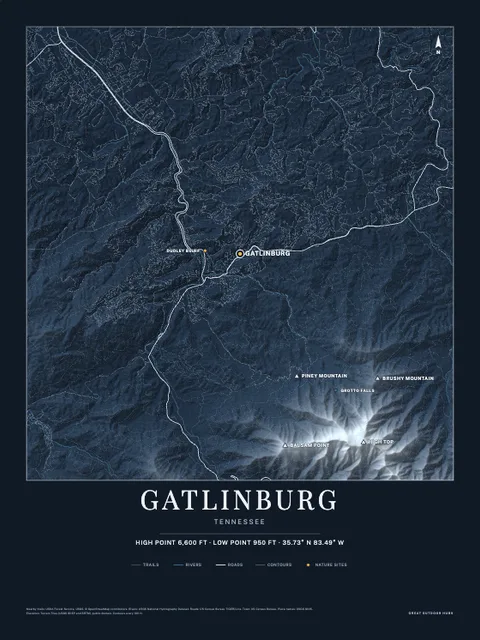 A midnight poster of Gatlinburg, Tennessee