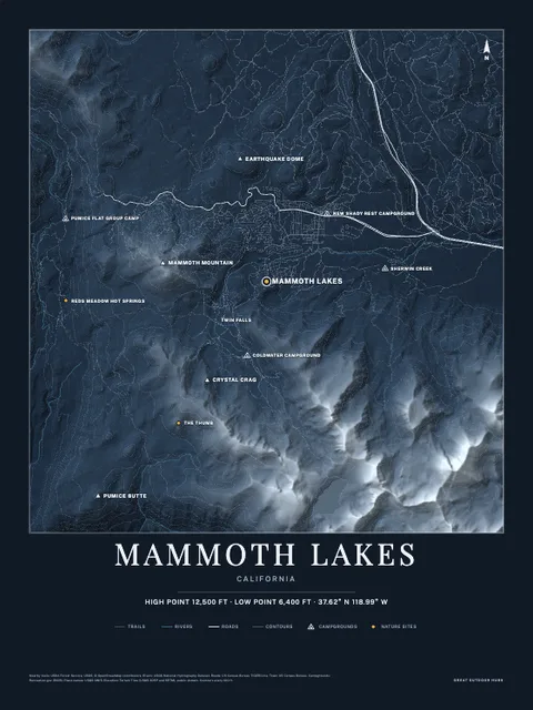 A midnight poster of Mammoth Lakes, California