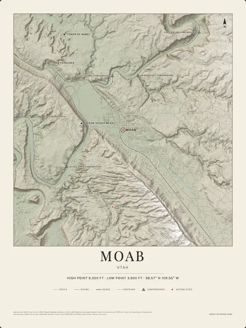 A cream poster of Moab, Utah
