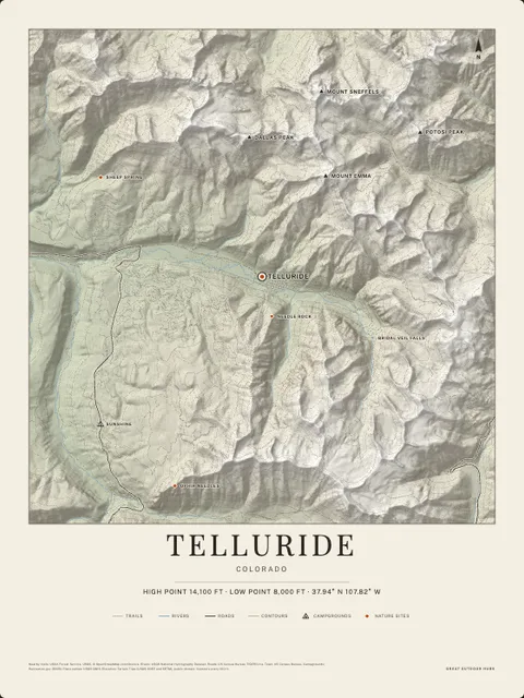 A cream poster of Telluride, Colorado